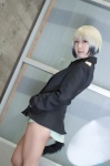 blazer blouse cosplay erica_hartmann military_uniform multi-colored_hair pantyhose reco sheer_legwear strike_witches tail rating:Safe score:0 user:nil!