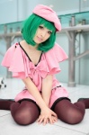 beret bow cosplay dress green_hair koharu macross macross_frontier pantyhose ranka_lee rating:Safe score:1 user:pixymisa