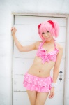 bikini_top cosplay hair_ribbons kaname_madoka mashiro_yuki miniskirt pink_hair puella_magi_madoka_magica skirt swimsuit twintails rating:Safe score:0 user:nil!