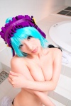 bathroom bathtub blue_hair cleavage cosplay hairband kurono_kurumu loose_socks panties rikka rosario+vampire socks topless wet you're_my_only_shinin'_star rating:Questionable score:6 user:nil!