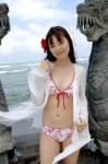 bikini cleavage flower ocean open_robe robe sawai_miyuu swimsuit rating:Safe score:0 user:nil!
