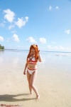 beach bikini cleavage cosplay hair_pods neon_genesis_evangelion ocean red_hair red_solitude_type_two saku soryu_asuka_langley swimsuit twintails wet rating:Safe score:0 user:nil!