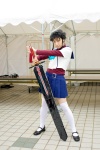 cosplay minagi_mikoto miniskirt miroku miyuki my-hime pleated_skirt sailor_uniform school_uniform skirt sword thighhighs twin_braids rating:Safe score:1 user:nil!