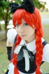 apron cosplay dress gloves hachimaru hairbow maid maid_uniform original red_hair twin_braids rating:Safe score:0 user:nil!