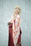 blonde_hair cosplay fate/series fate/stay_night katana kimono maropapi pleated_skirt ponytail saber skirt sword rating:Safe score:0 user:nil!