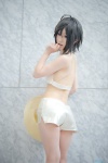 a-mi ass cosplay halter_top idolmaster_2 kikuchi_makoto shorts silver_hair straw_hat rating:Safe score:3 user:nil!