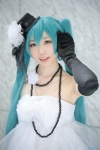 aqua_eyes aqua_hair cosplay dress elbow_gloves gloves hatsune_miku necklace tiered_skirt top_hat twintails vocaloid yuni_(ii) rating:Safe score:1 user:pixymisa