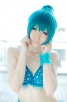 aqua_hair bikini_top cosplay haruka hatsune_miku ponytail project_diva swimsuit vocaloid rating:Safe score:3 user:nil!