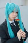 aoki aqua_hair blazer blouse cosplay hatsune_miku saihate_(vocaloid) school_uniform tie twintails vocaloid rating:Safe score:1 user:nil!