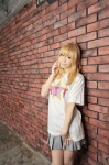 assam blonde_hair cosplay haruka k-on! kotobuki_tsumugi pleated_skirt skirt tshirt rating:Safe score:0 user:nil!