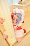 blue_hair cosplay dress hat remilia_scarlet shizuku touhou touhou_muge_youji wings rating:Safe score:3 user:nil!