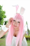 akirabbit animal_ears bunny_ears cleavage cosplay dress hairband itsuki_akira original pink_hair rating:Safe score:0 user:nil!