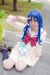 blue_hair cosplay heartcatch_precure! kneesocks kurumi_erika pleated_skirt plushie pretty_cure sailor_uniform school_uniform skirt sumika rating:Safe score:1 user:pixymisa