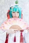 aqua_eyes cosplay fan hatsune_miku hood maitako multi-colored_hair robe tassels vocaloid rating:Safe score:0 user:pixymisa