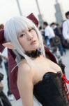 choker cleavage corset cosplay elf_ears hairbow ma_ga_ochiru_yoru momoka_(ii) sheliss_elleness_zurbach white_hair rating:Safe score:1 user:pixymisa