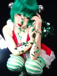 cleavage cosplay cyborg_nene dress green_hair original santa_costume striped thighhighs zettai_ryouiki rating:Safe score:1 user:nil!