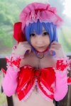 blue_hair bonnet bow cosplay detached_sleeves lenfried remilia_scarlet touhou wings rating:Safe score:0 user:nil!