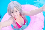 ahoge asanagi_rin bikini cosplay float haiyore!_nyaruko-san inner_tube nyaruko silver_hair swimsuit rating:Safe score:0 user:pixymisa