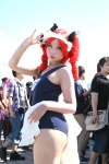 apron cosplay drill_hair hairband hair_ribbons kasane_teto kouwaaiki red_hair sign swimsuit utau rating:Safe score:3 user:pixymisa