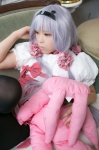 black_legwear cosplay dress galaktika hairband hoshimiya_kate leggings purple_hair rat_sakura sekai_seifuku:_bouryaku_no_zvezda stuffed_animal rating:Safe score:0 user:nil!
